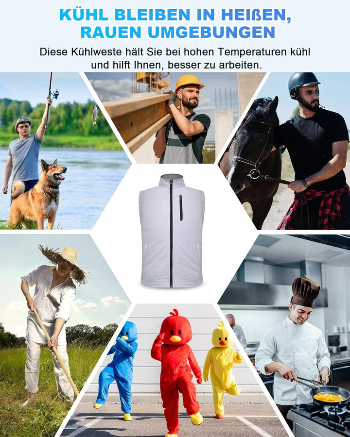 FERNIDA Kühlweste, Eisweste Cooling Weste mit 24 Eisbeutel für Sommer im Freien Heisses Wetter, Jage