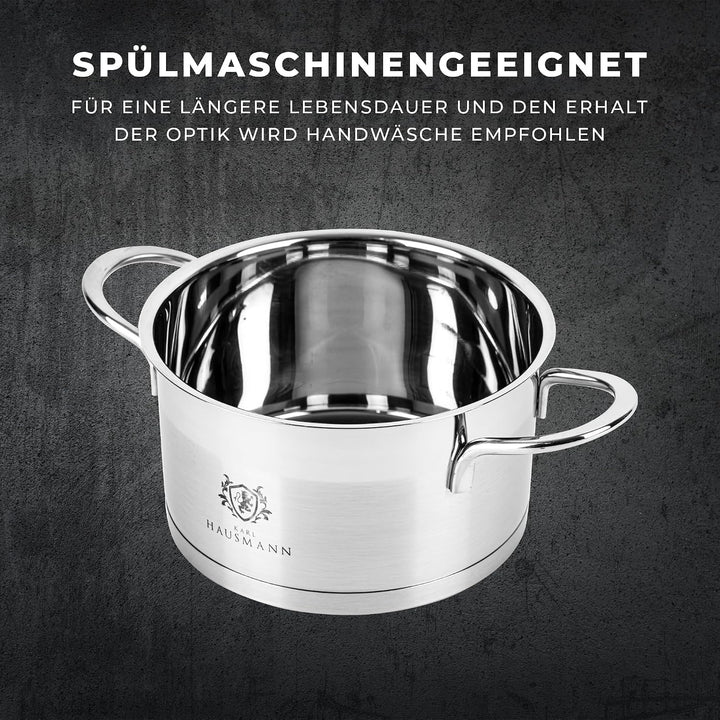 KARL HAUSMANN Edelstahl Kochtopf Induktion - 2.6L - Ø 18 cm - Topf für alle Herdarten Geeignet - 18/