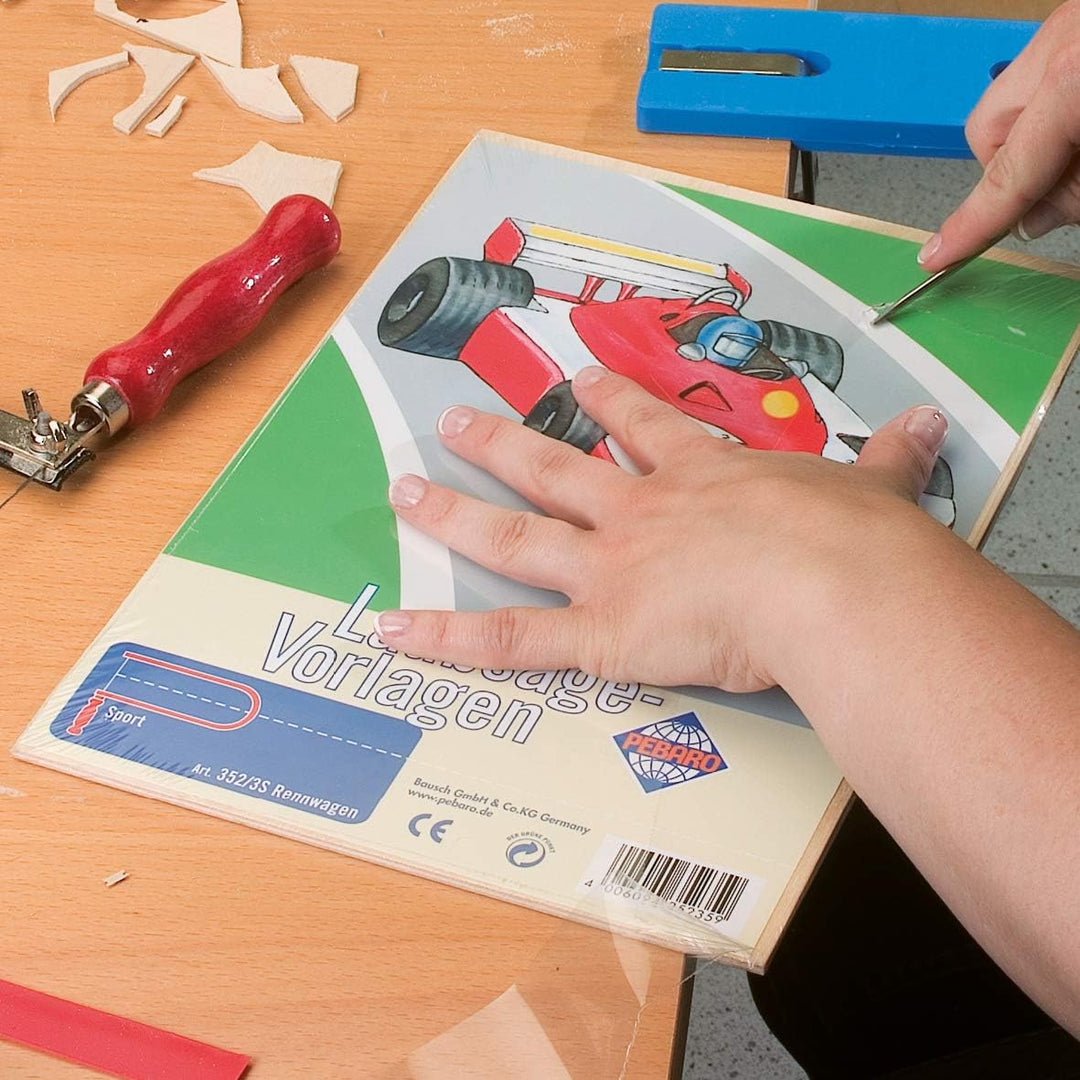 Pebaro M407C Laubsaege im Holzkasten, 36 cm x 29,5 cm x 6 cm & 377/1S Papeterie & Sticker, DIN A4 Bu