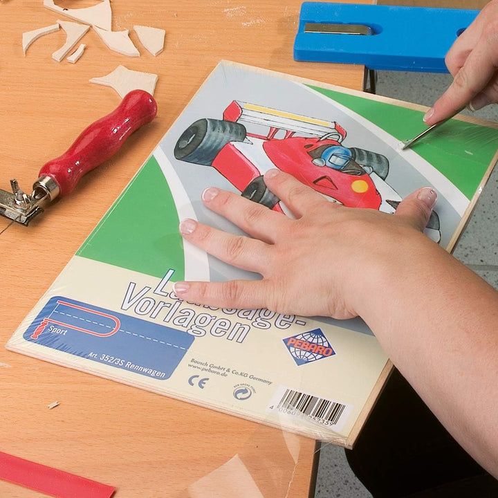 Pebaro M407C Laubsaege im Holzkasten, 36 cm x 29,5 cm x 6 cm & 377/1S Papeterie & Sticker, DIN A4 Bu