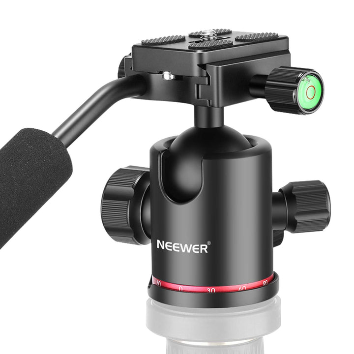 NEEWER Hochleistungs Kamera Stativkopf, Kugelkopf mit Griff und 1/4Zoll Arca Typ QR Platte, 360° Pan