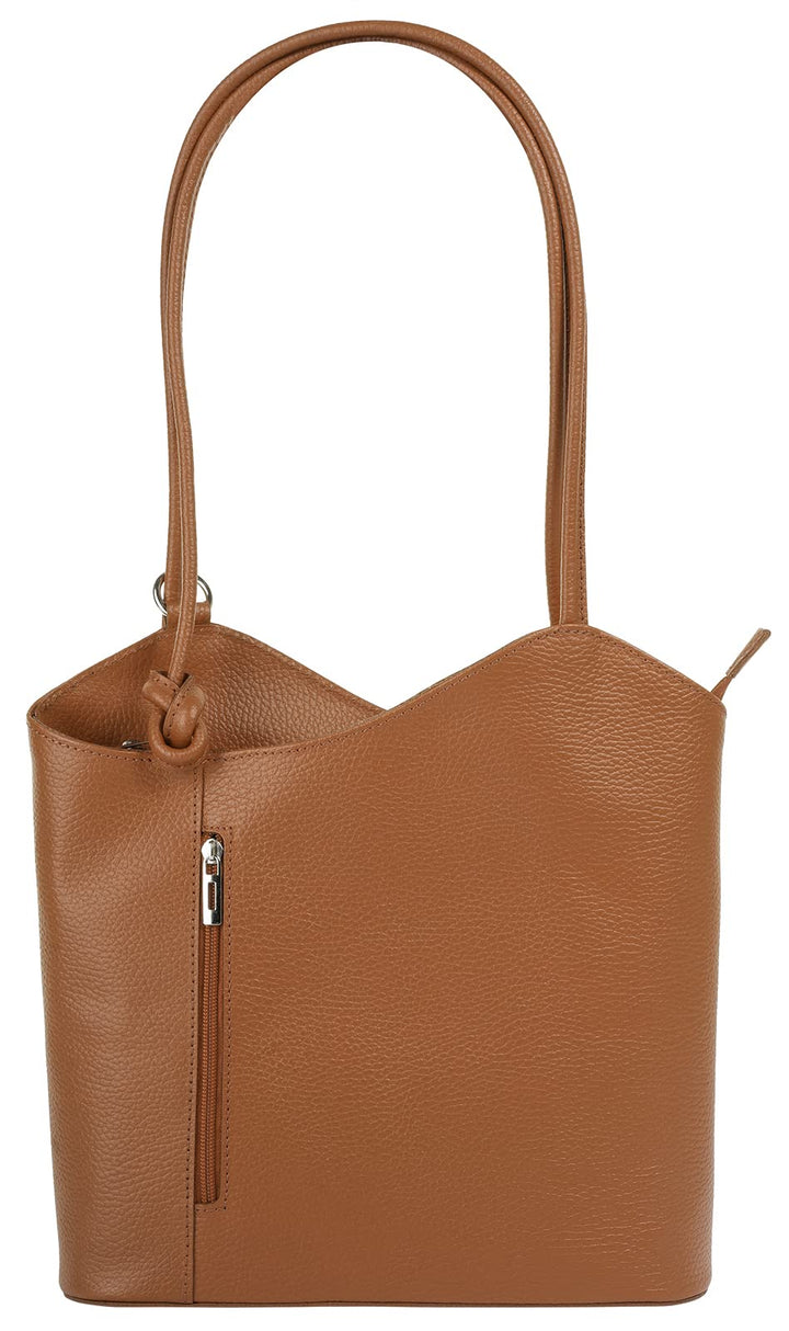 Cluty Shopper Rucksack Kombination Echt Leder Damen - 016715 Cognac, Cognac