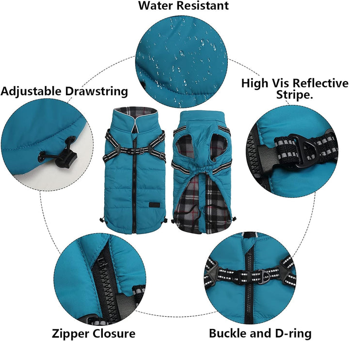 MOREZI Winterhundejacke, wasserdichte Aussenschicht, Fleecefutter, Rückenreissverschluss-Design, mit