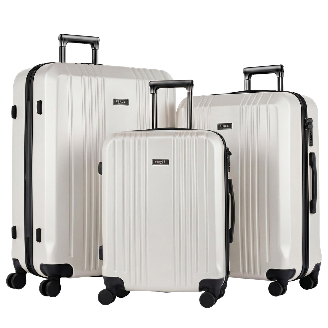 FERGÉ Kofferset 3 TLG Hartschale mit TSA-Zahlenschloss Cannes Reisekoffer Trolley-Set (Handgepäck, L