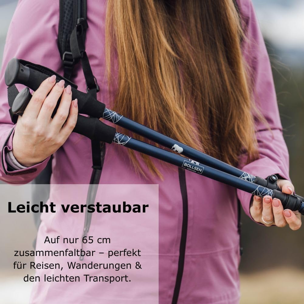 BOLLSEN Alpine Explorer Teleskop-Wanderstöcke – Höhenverstellbare Trekkingstöcke aus Aluminium – Lei