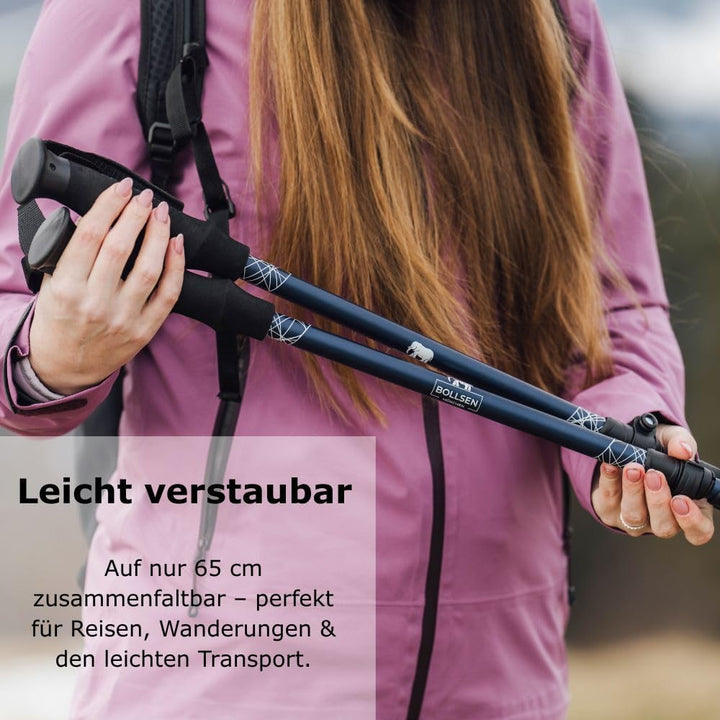 BOLLSEN Alpine Explorer Teleskop-Wanderstöcke – Höhenverstellbare Trekkingstöcke aus Aluminium – Lei