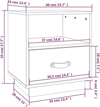 FIRBNUS Bedside Table Nachtkonsole Beistelltisch mit Stauraum Night Stand Nachttische 2er Set Grau 4