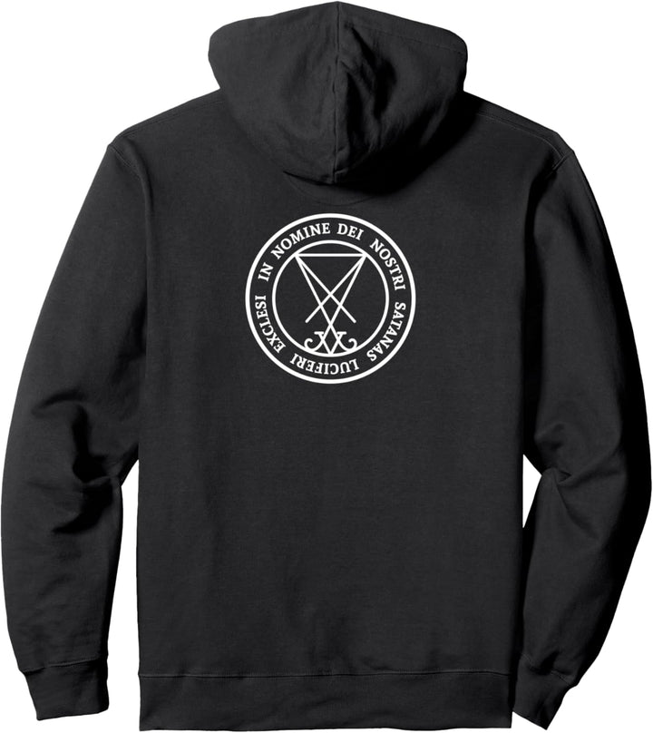 Backprint Lateinische Innenschrift "Lucifer" Satan Dämonen Pullover Hoodie
