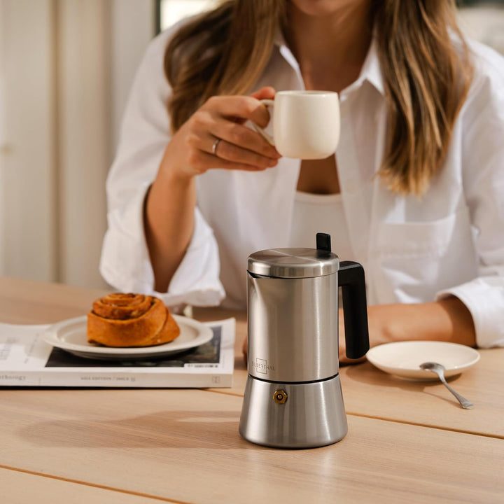 SILBERTHAL Espressokocher Edelstahl 200 ml - 4 Tassen - Induktionsgeeignet – Kaffeekocher für jeden