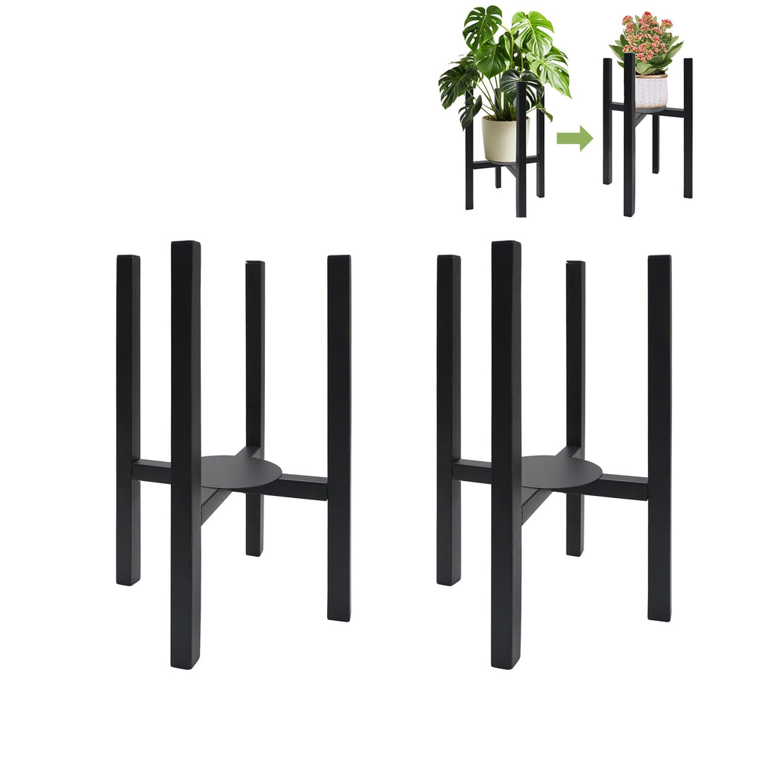 iMeshbean Blumenständer Verstellbarer 2er Set, Stabiler Metall Pflanzenständer mit Rundes Tablett, S