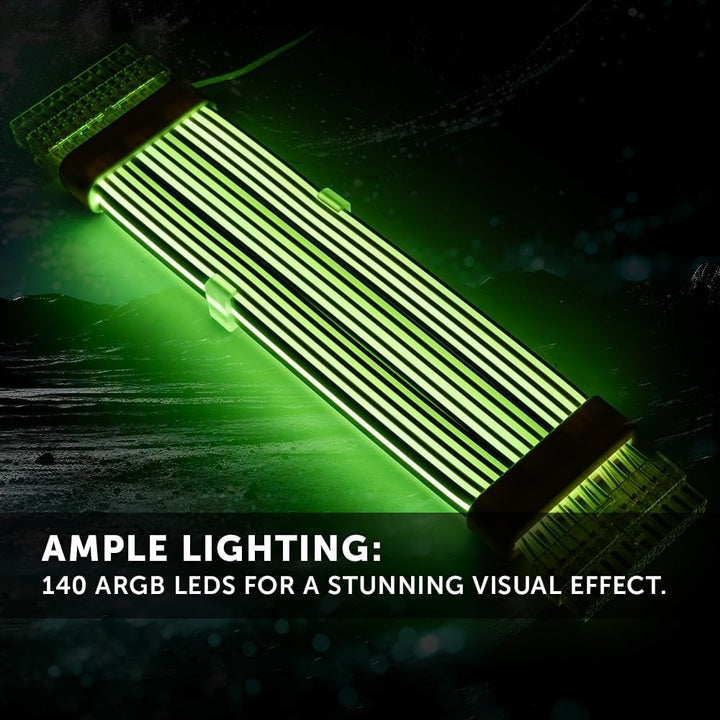 KOLINK Umbra Radiant 24-Pin Mainboard-Verlängerungskabel, 240mm Länge, ARGB-LEDs, UV-geschütztes Sil