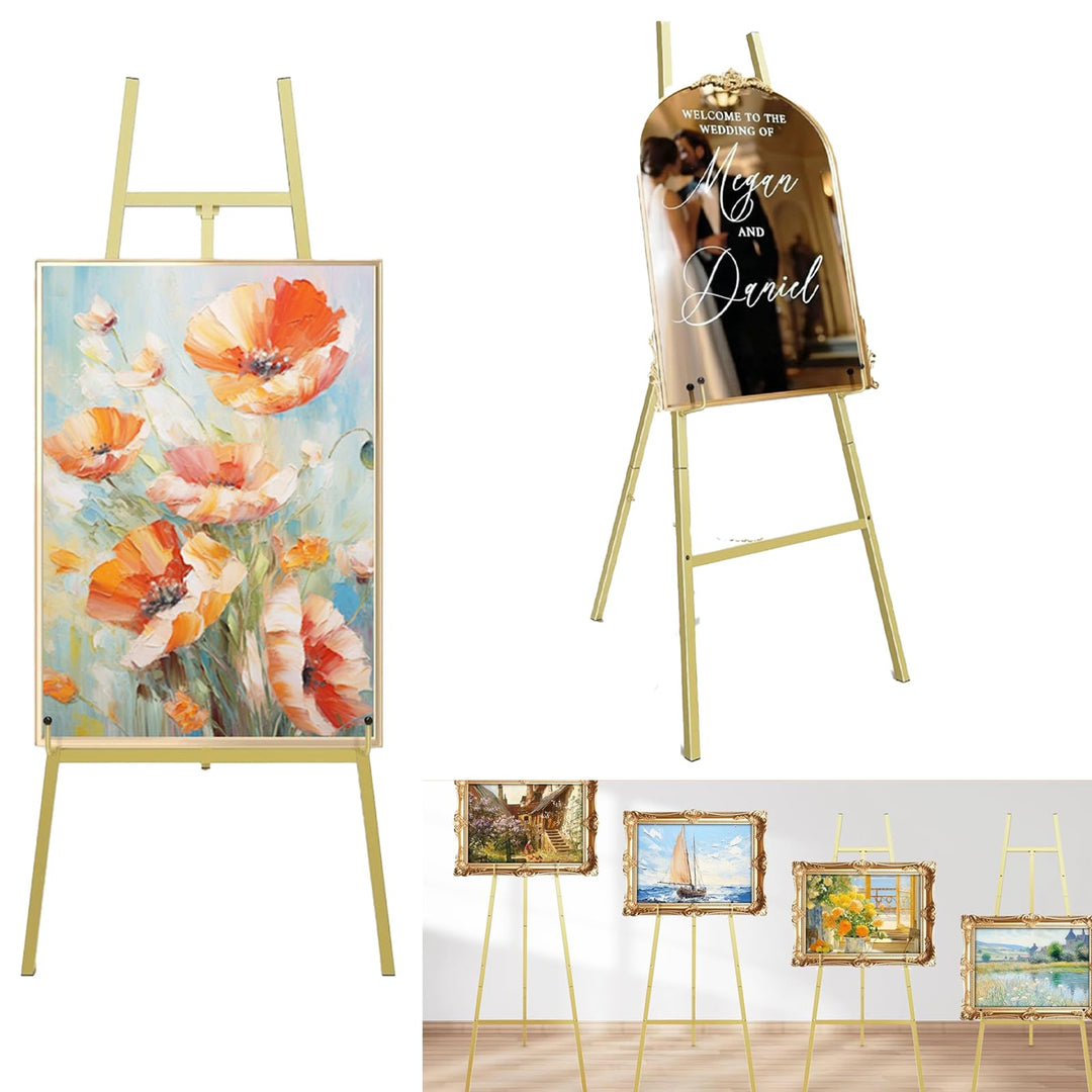 Staffelei Hochzeit, 110cm Metall Staffelei für Schilder Gold staffeleien Gross Willkommensschild Hoc