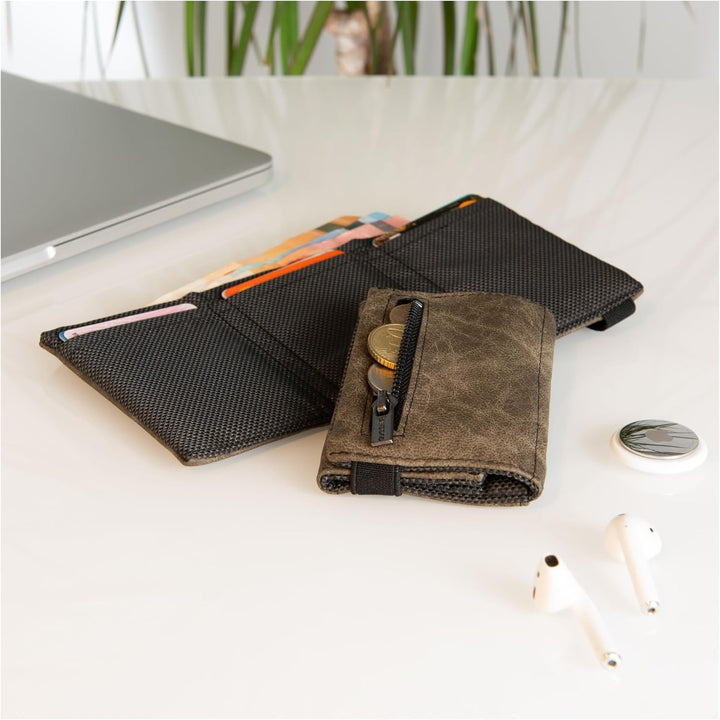 GUGGIARI® Slim Wallet mit Münzfach aus Microfaser Jacquard mit RFID Schutz - Schlankes Portemonnaie