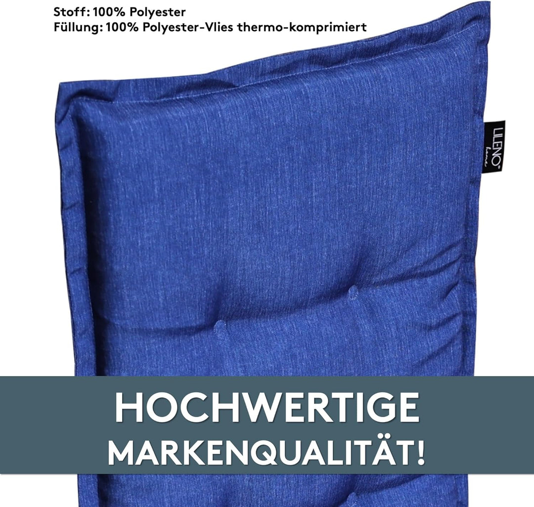 LILENO HOME Gartenstuhl Auflagen als [1er Set - Niedriglehner] in Blau Uni - Bequeme Liegen als Sitz