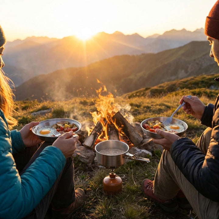 Norskskin Kochset Camping Topfset für Gas Spiritus Festbrennstoff Kocher Single Set