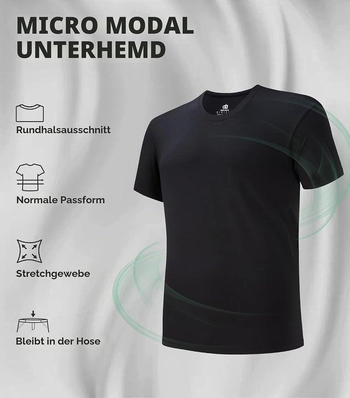 DAVID ARCHY Herren Unterhemden Business aus Micro Modal Tshirt Seidig Glatt Weich Kurzarm Atmungsakt
