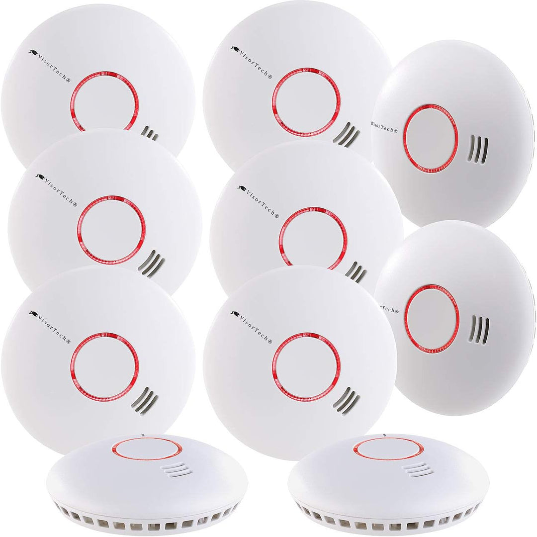 VisorTech WLAN Rauchmelder: 10er-Set WLAN-Rauch- &amp; Hitzemelder mit weltweiter App-Benachrichtigung (