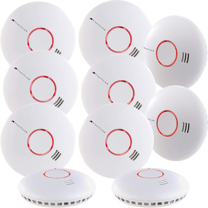 VisorTech WLAN Rauchmelder: 10er-Set WLAN-Rauch- &amp; Hitzemelder mit weltweiter App-Benachrichtigung (