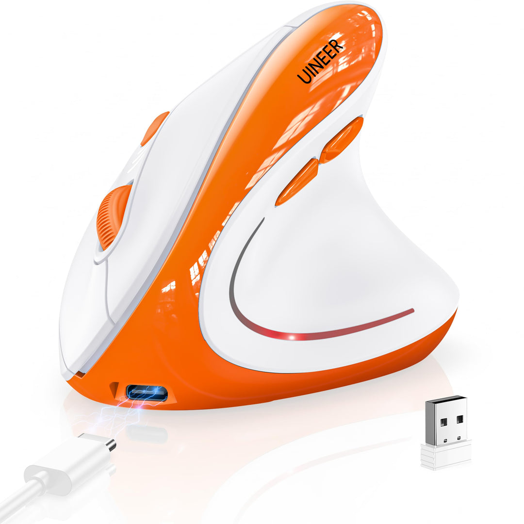 Uineer Vertikale Ergonomische Funkmaus 【Verbesserter Komfort】, leichtes und leises Design, wiederauf