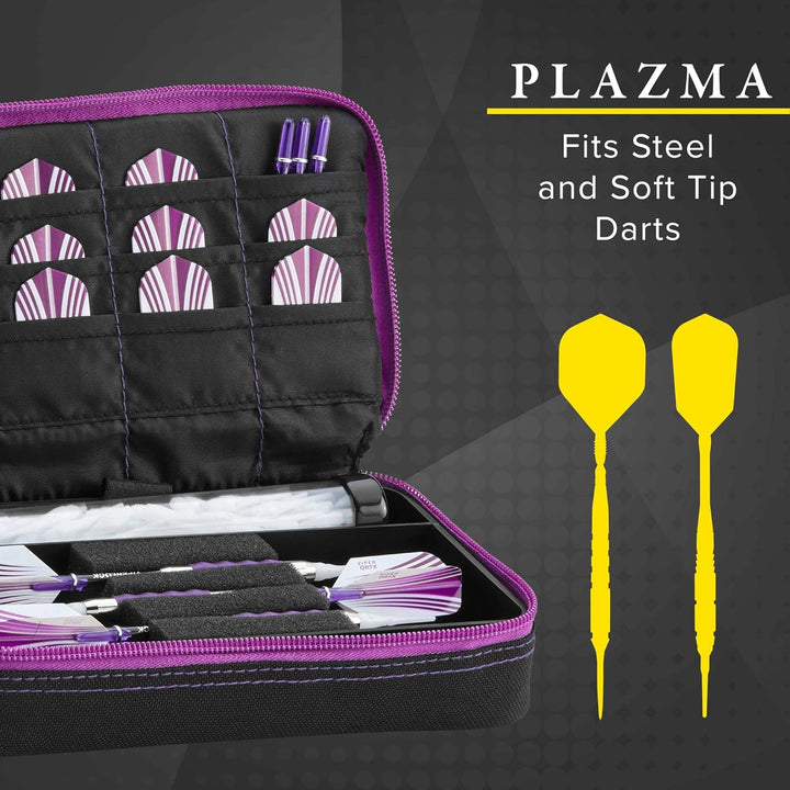 Casemaster Plazma Dartkoffer für weiche Dartpfeile mit Stahlspitze, für 3 Dartpfeile und integrierte