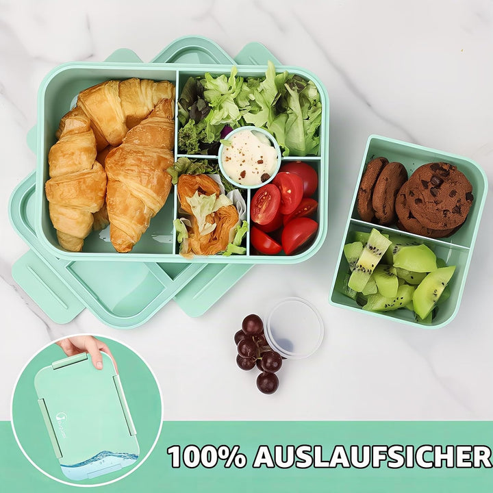 Bugucat Brotdose Kinder mit Fächern 1300ML, Lunchbox Kinder Auslaufsicher mit 5 Fächern, Bento Box L