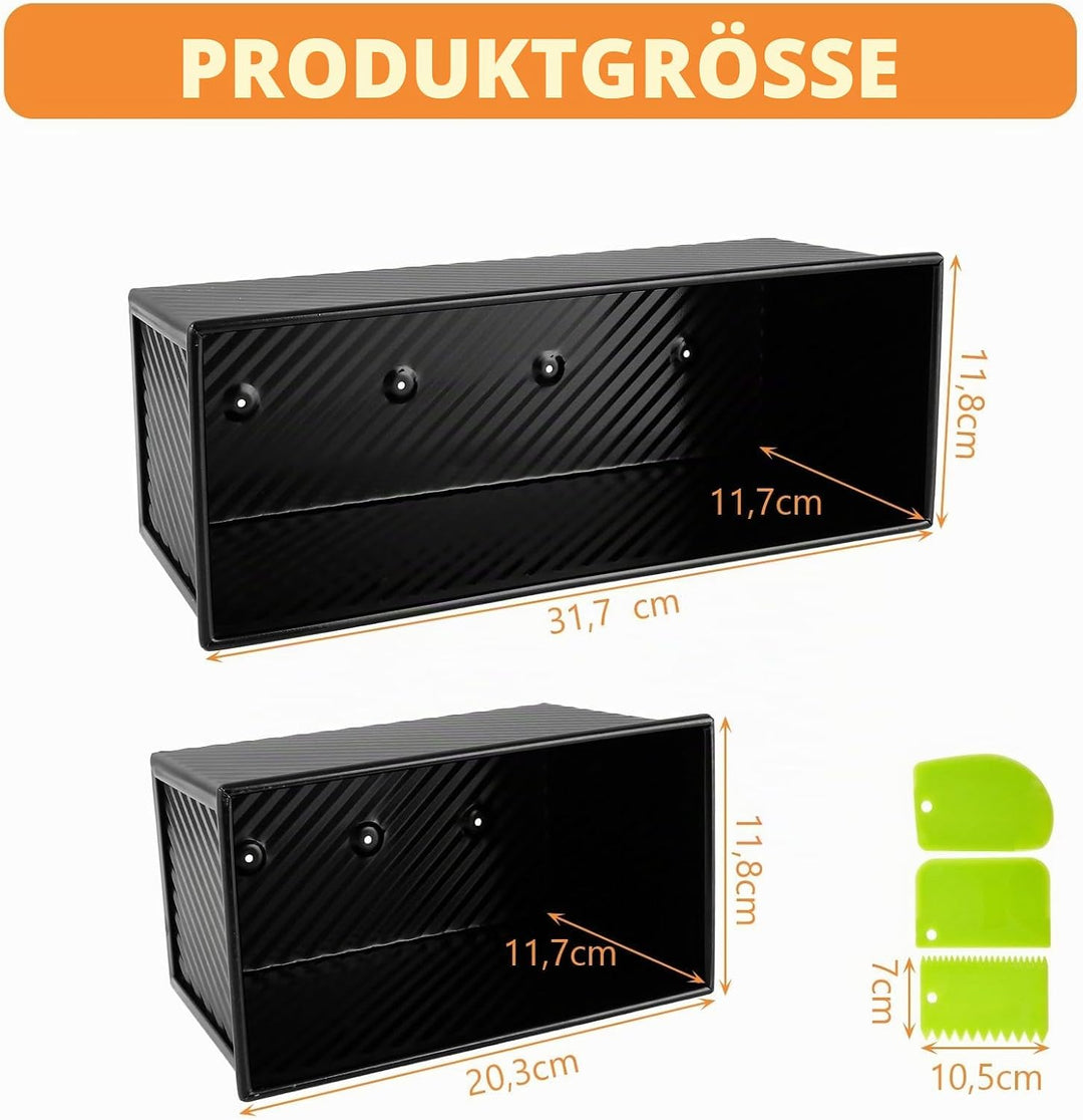 2 Stück Toastbrot Backform mit Deckel 1000g und 450g, Kastenform mit Deckel aus Kohlenstoffstahl, An