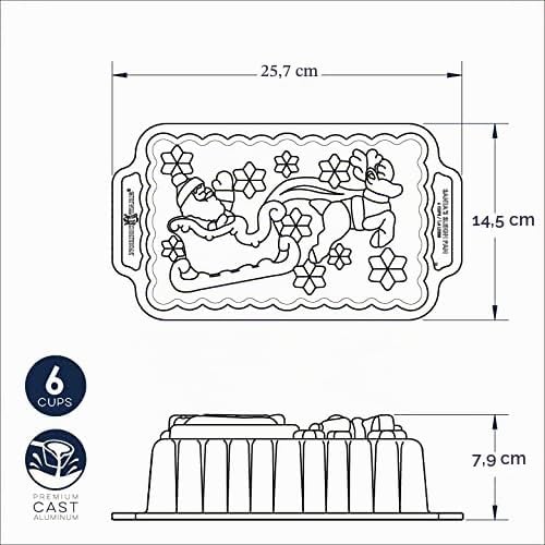 Nordic Ware Backform Santa’s Sleigh Loaf Pan Aluminium Grau, 26,1cm x 14,5cm, NW 90848