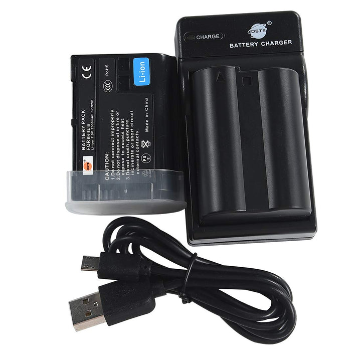 DSTE EN-EL15 Li-Ionen Batterie (2-Pack) und Micro USB Ladegerät Anzug Kompatibel für Nikon D500 D600