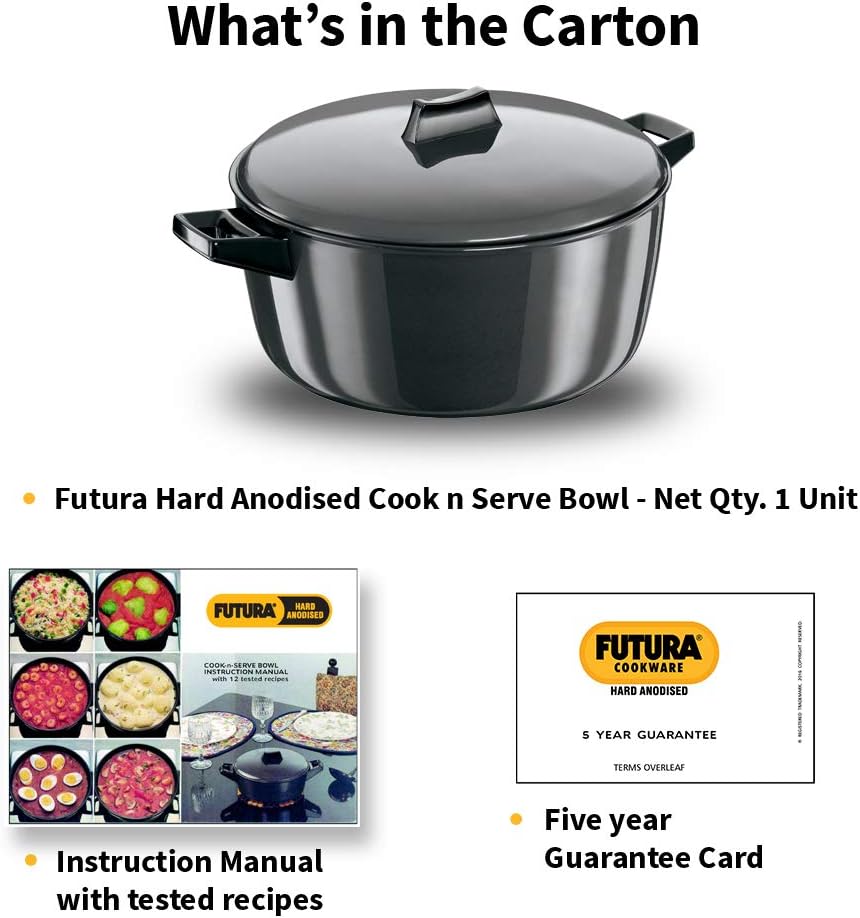 HAWKINS Futura Koch-N-Serve Schale harteloxiert schwarz 6 Liter, 6 Liter