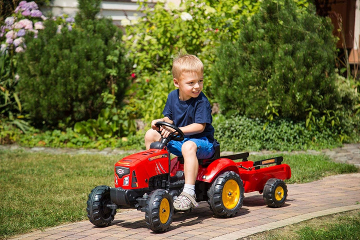Falk - Traktor mit Pedalen Supercharger mit Anhänger – ab 2 Jahren Abdeckung zum Öffnen – Lenkrad mi