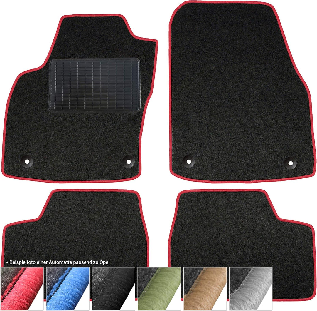 moto-MOLTICO Fussmatten Auto Velours Autoteppiche Schwarz Automatten Set 4-teilig passend für Opel A