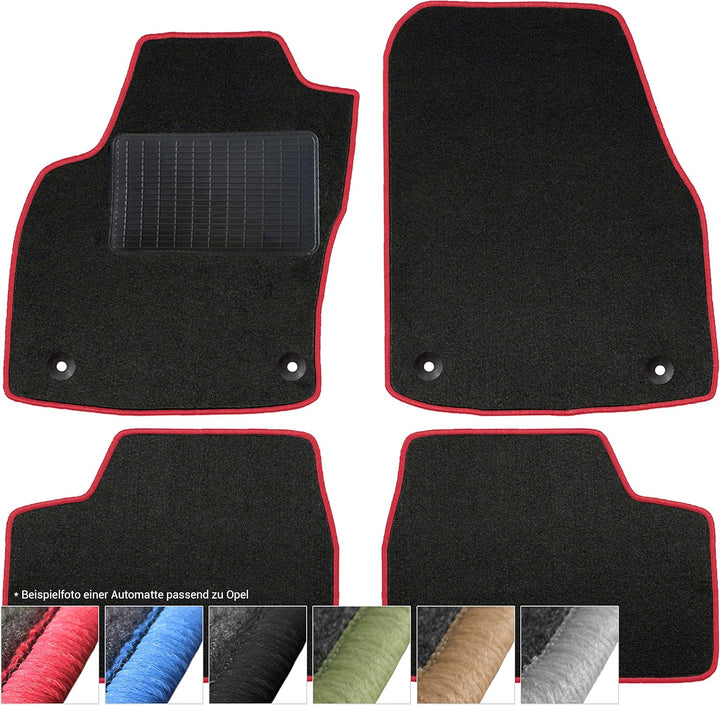 moto-MOLTICO Fussmatten Auto Velours Autoteppiche Schwarz Automatten Set 4-teilig passend für Opel A