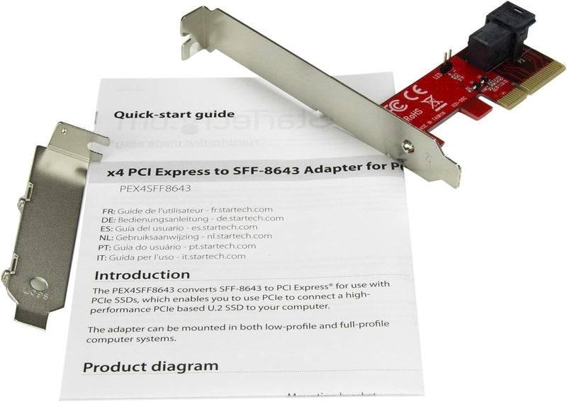 StarTech.com PCI Express x4 auf SFF-8643 Adapter für PCIe NVMe U.2 SSD - U.2 2,5" NVMe SSD Adapter (