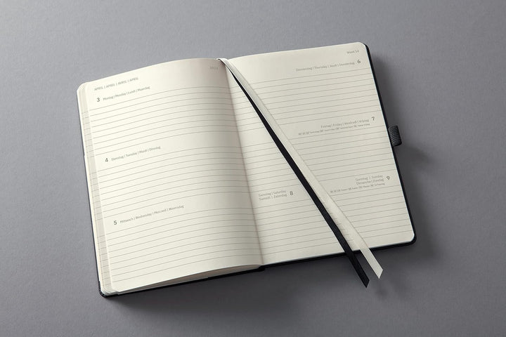 SIGEL C2302 Terminplaner Wochenkalender 2022/2023 - ca. A6 - schwarz - Hardcover - Gummiband, Stifts