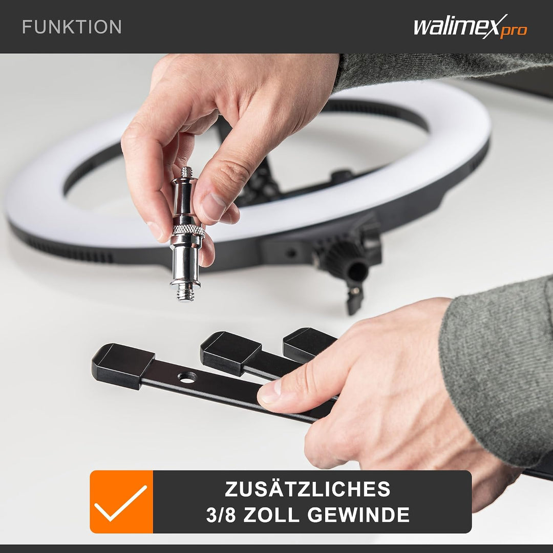 Walimex pro Bodenstativ Lampenstativ 15cm - Kompaktes leichtes Boden Lampen und Lichtstativ Tischsta