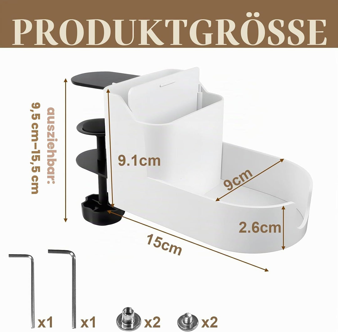 Getränkehalter Tisch, Einstellbar Becherhalter Schreibtisch, 2 in 1 getränke Halter, getränkehalter