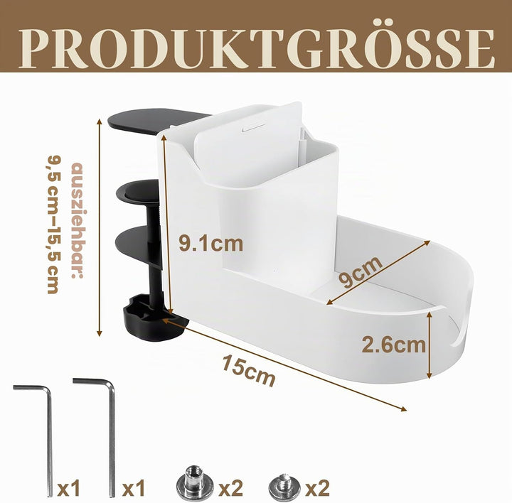 Getränkehalter Tisch, Einstellbar Becherhalter Schreibtisch, 2 in 1 getränke Halter, getränkehalter