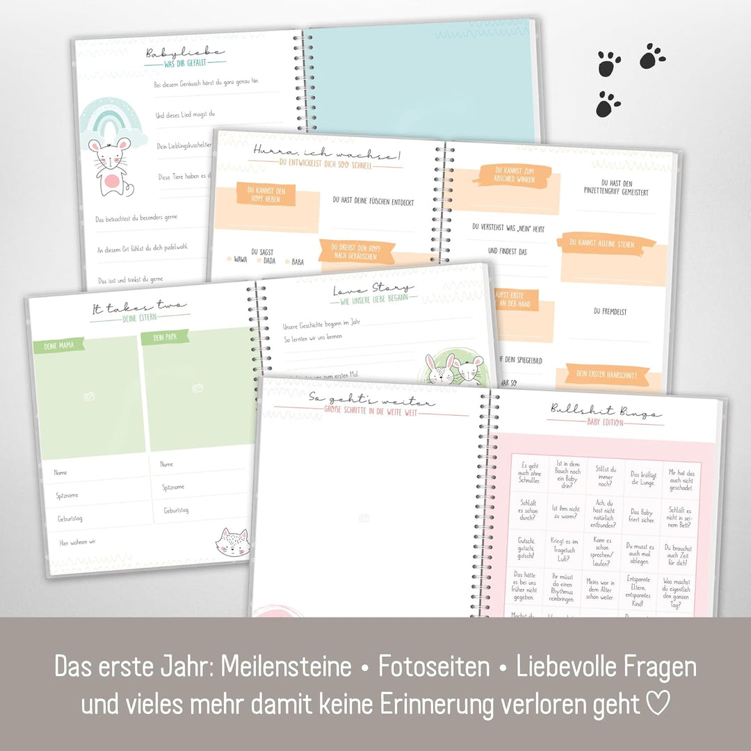 Babyalbum [Dotty Tiger] Baby-Tagebuch für Schwangerschaft und das erste Jahr | Erinnerungsalbum zur