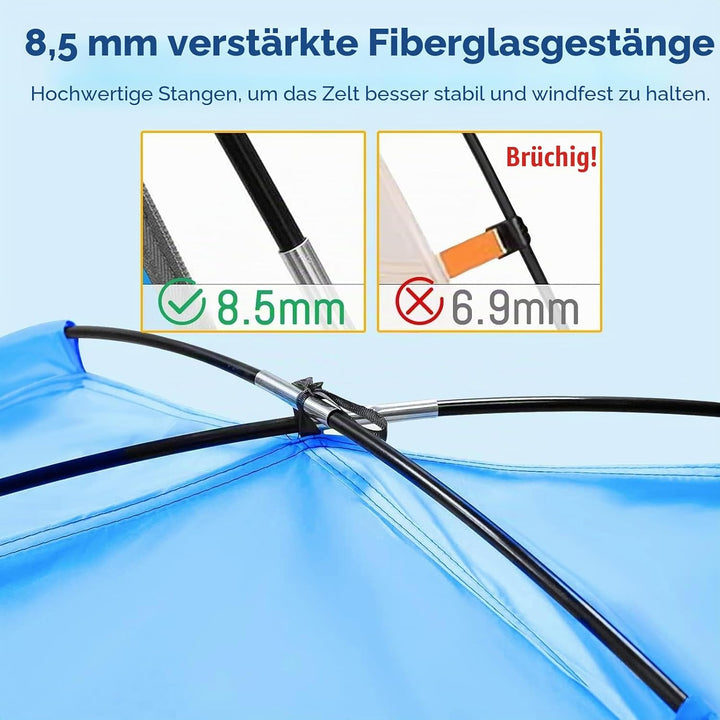 Strandmuschel UV Schutz, UPF 50+ Strandzelt Kleines für 2/3/4 Personen, Tragbarer Strand Zelt, Winds