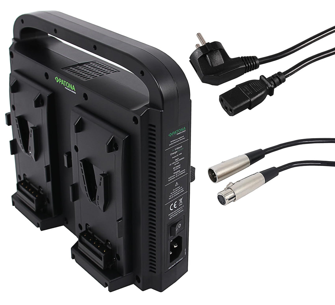 PATONA Premium V-Mount 4 Kanal smart Ladegerät (3A) mit 4-Pin XLR DC Kabel V-Mount 4 Kanal Lader, V-