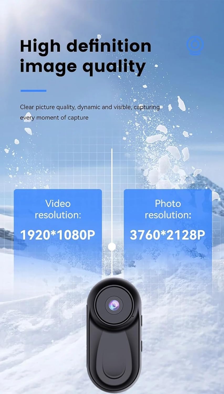 Zeerkeer Magnetische Mini Körperkamera, 64GB TF-Karte, 120°-Weitwinkel, 1080P Action Kamera mit 360°