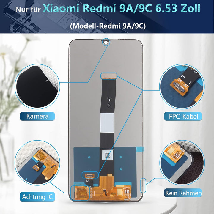 RongZy Display für Xiaomi Redmi 9A/9C/10A LCD Bildschirmersatz Digitizer Touchscreen für Xiaomi Redm