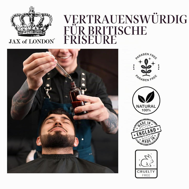 Jax of London Signature Bartöl für Männer 50 ml, Bartpflegeöl, Bartwachstumsöl für Männer, Bestehend