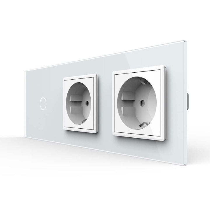LIVOLO Touch Wechselschalter und 2 Fach Steckdose mit Glasrahmen VL-C701S/C7C2EU-11-A Weiss