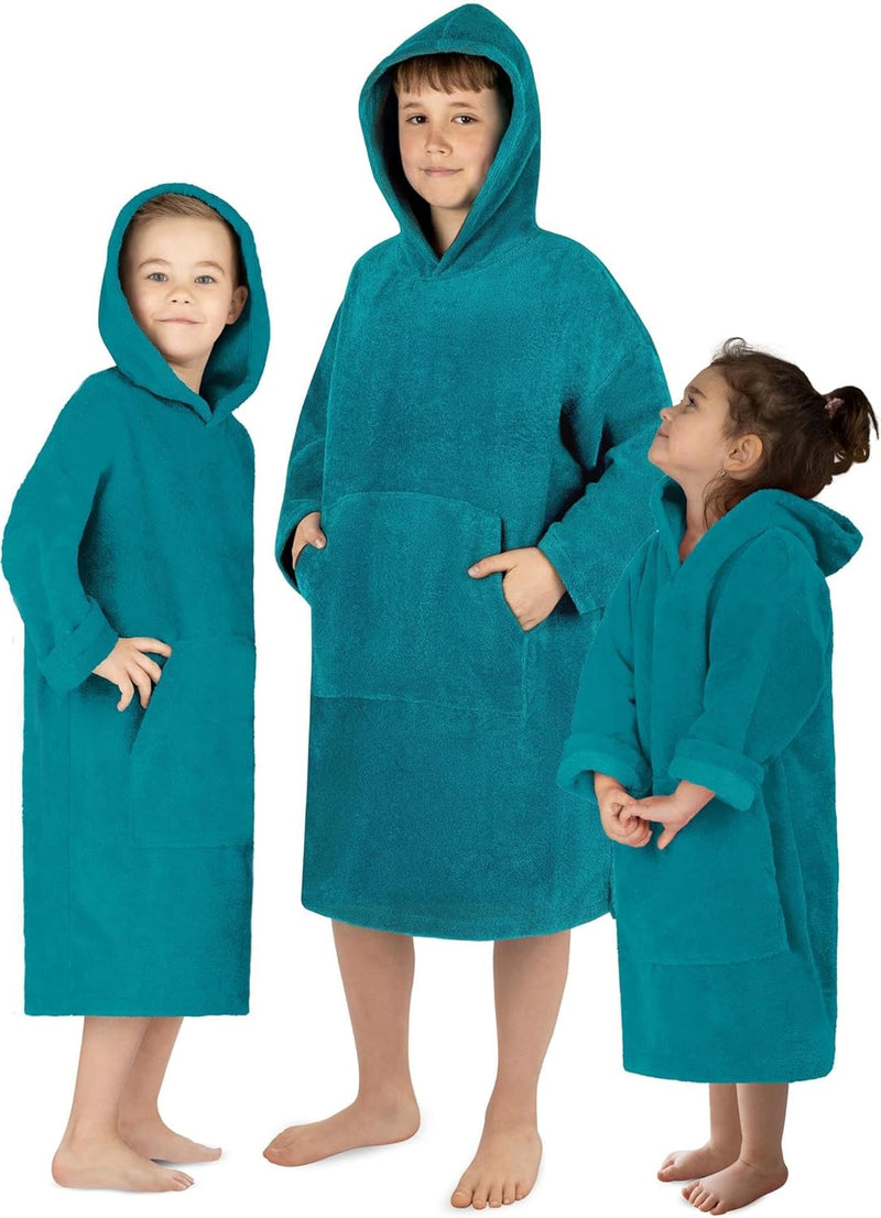 normani Kinder langarm Badeponcho - Frottee Kapuzenhandtuch für Jungen und Mädchen 0 - 2 Jahre Blau,