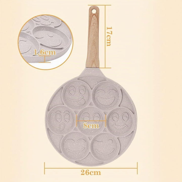 Pancake Pfanne Induktion, Antihaft Pancake Maker 7 Löcher mit Smiley-Gesichtern Spiegelei-Pfanne, zu