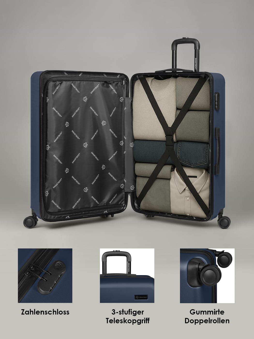 Smartbox Hartschalen Koffer-Set 3-teilig für Damen & Herren | leichte & stabile Reise-Trolleys aus h