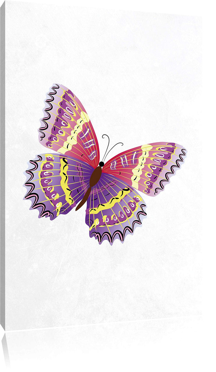 Pixxprint Hübscher Pinker Schmetterling weiss, Format: 70x100 auf hochkantiges Leinwandbild, 70x100