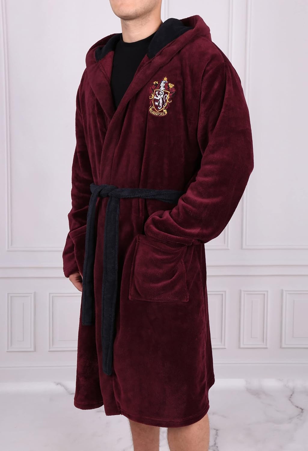 HARRY POTTER Hogwarts Bademantel/Morgenmantel, burgunderrot, für Herren S-M Rot, S-M Rot