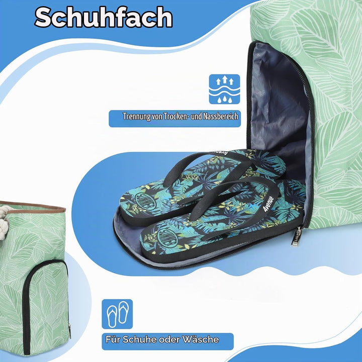 Strandtasche Damen Gross mit Reissverschluss, Vielseitiger Badetasche XXL Familie Saunatasche Reiset
